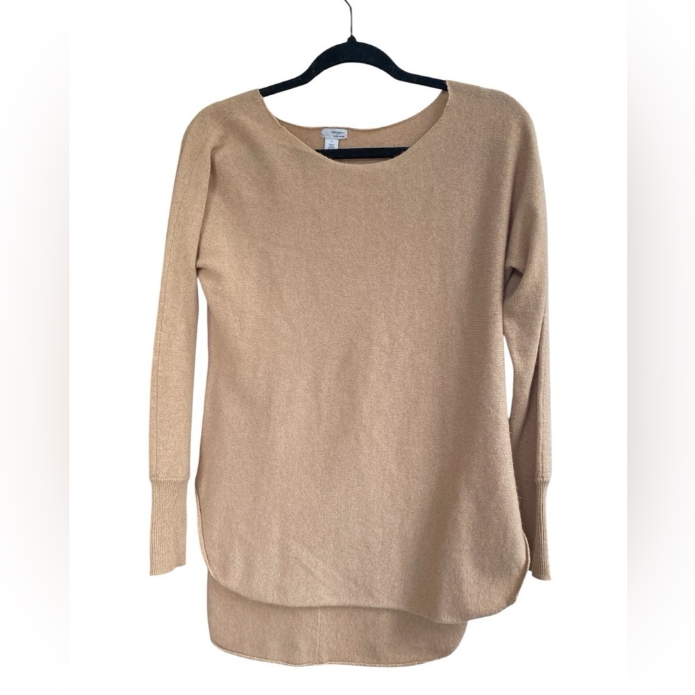Halogen Tan Crew Neck Sweater 100% cashemere